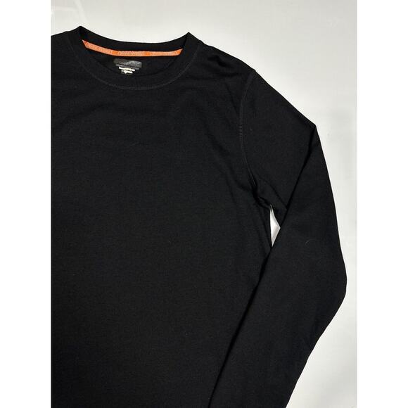 Omni Wool Shirt Men's Large Black Base Layer Wool Blend Crew Neck Long Sleeve - Picture 3 of 13